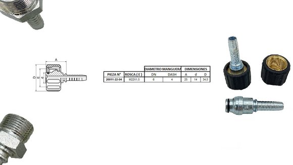 Imagen de TERMINAL PARA HIDROLAVADORAS M22 X 1,5 04 1/4''